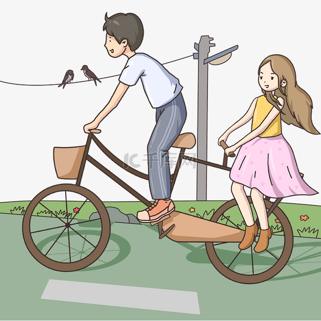 立春骑自行车情侣