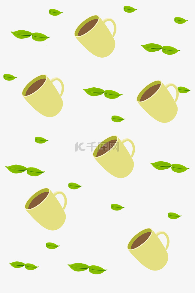 绿色茶杯底纹装饰