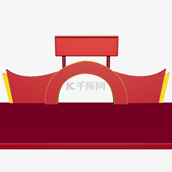 C4D中国风红色立体展台设计