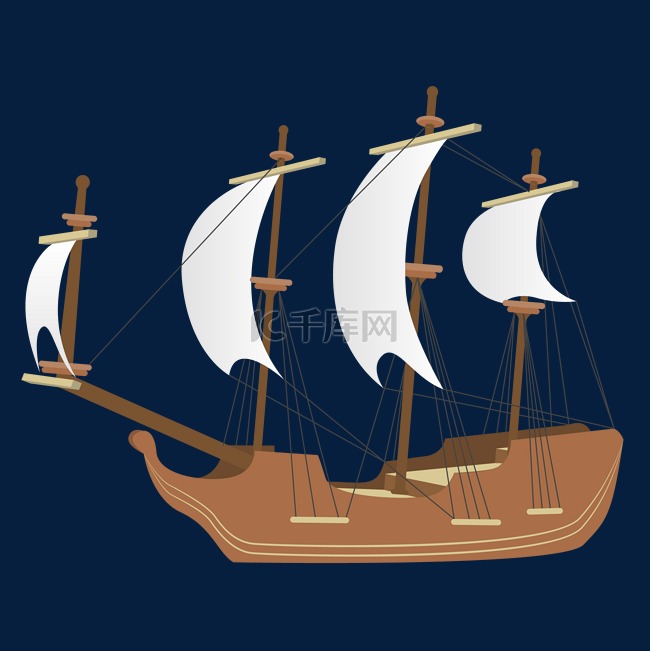 卡通的复古帆船免抠图片