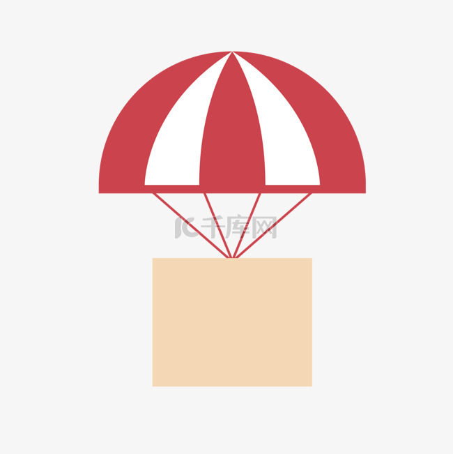 红色降落伞物流标签