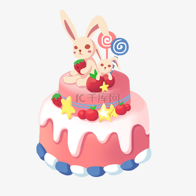 可爱小兔子蛋糕插画