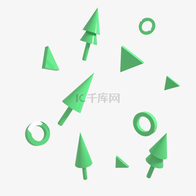 c4d绿色立体字植物漂浮点缀免