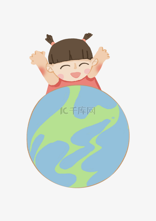 世界地球日小女孩人物爱护地球