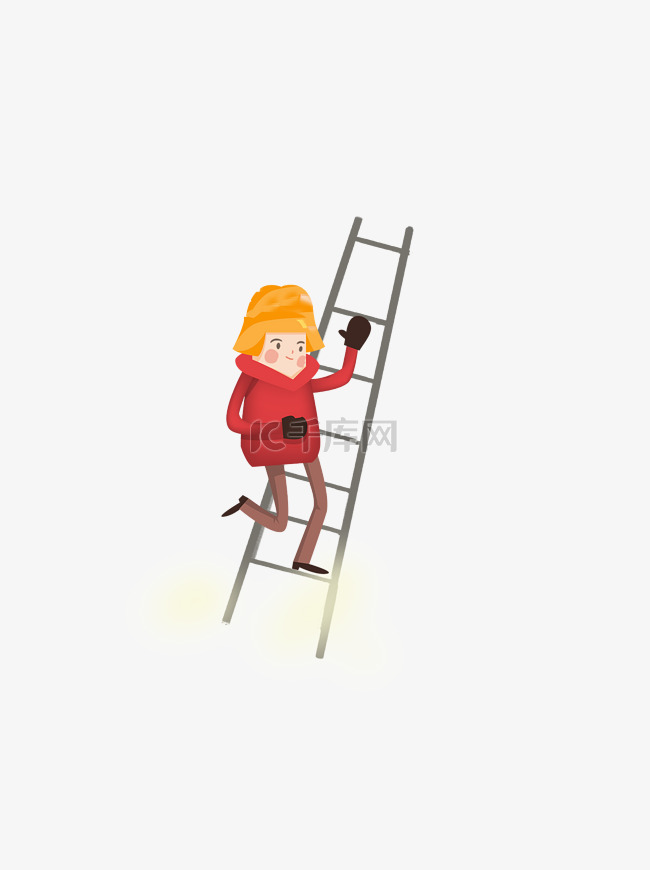 卡通爬梯子的小男孩设计