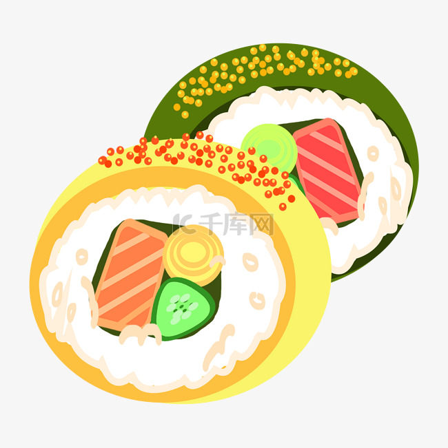 两块寿司食物插画