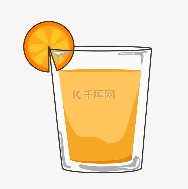 杯装橙汁饮料卡通矢量图
