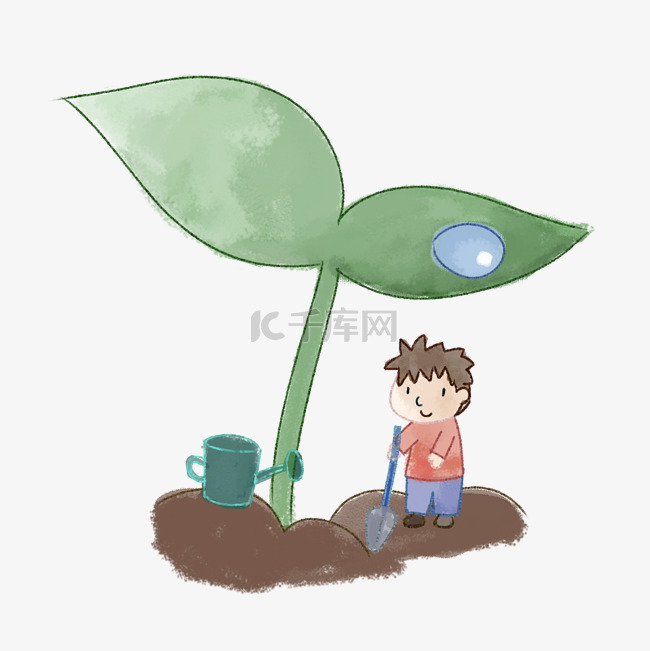 植树节人物和植物插画