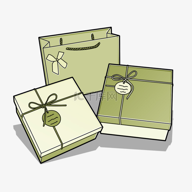 绿色礼品盒礼物袋子