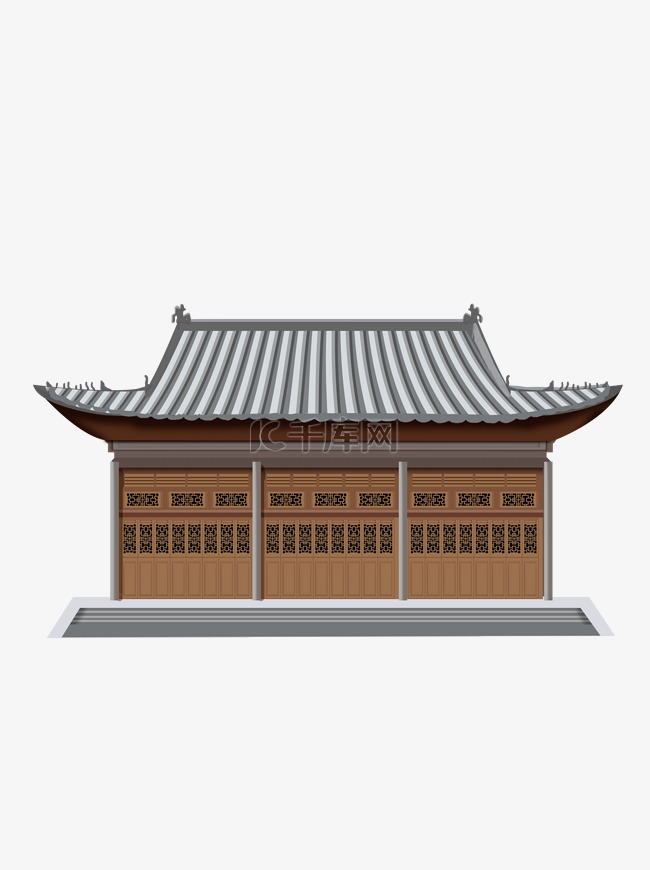 卡通手绘古代建筑可商用元素