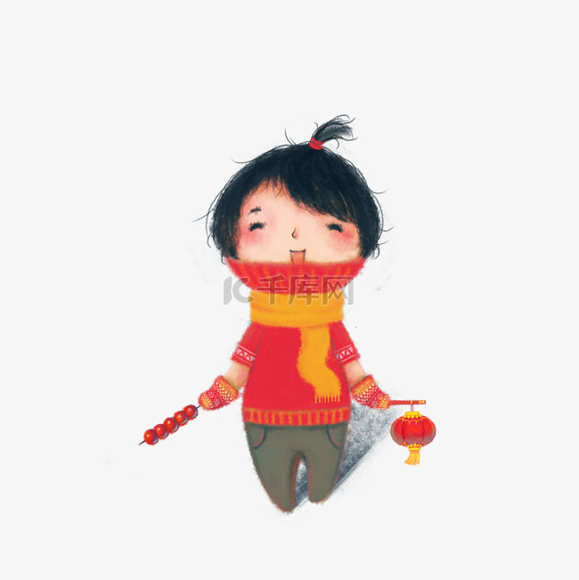 春节少女可爱红毛衣过年新年PN