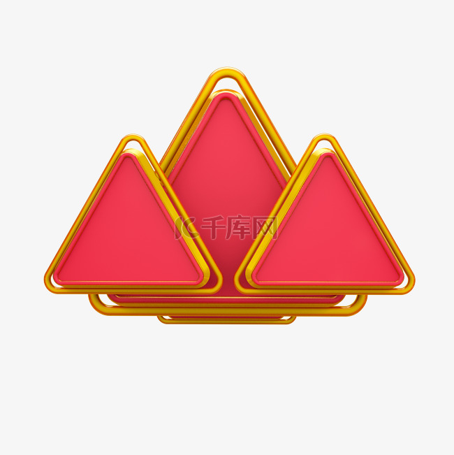 红金三角板背景板C4D电商装饰