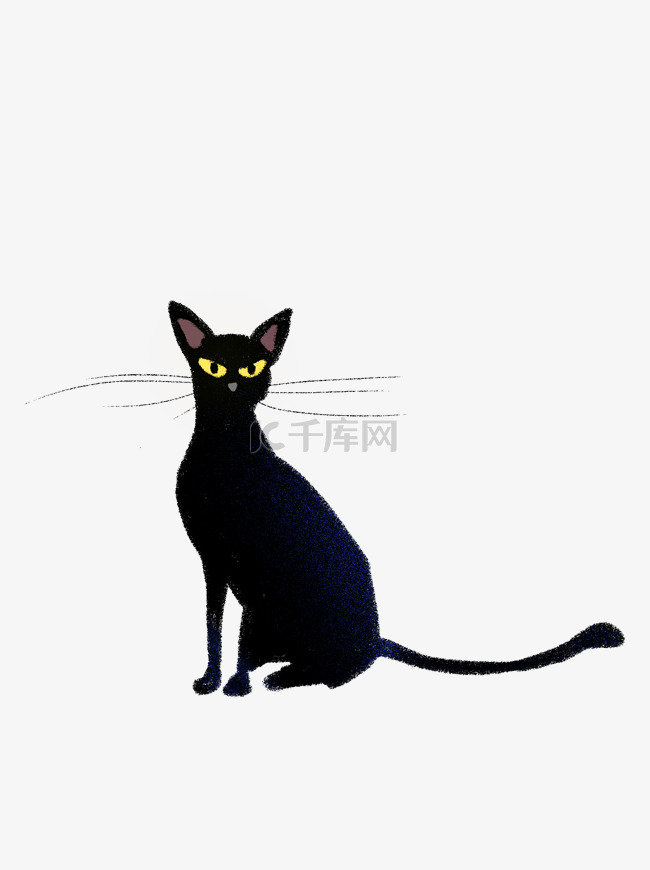 手绘万圣节创意黑猫手账商用贴图