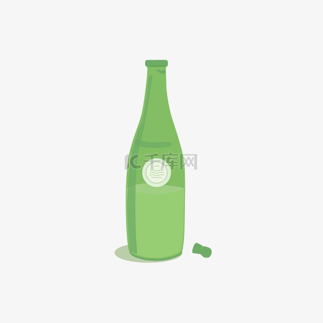 矢量手绘绿色瓶子