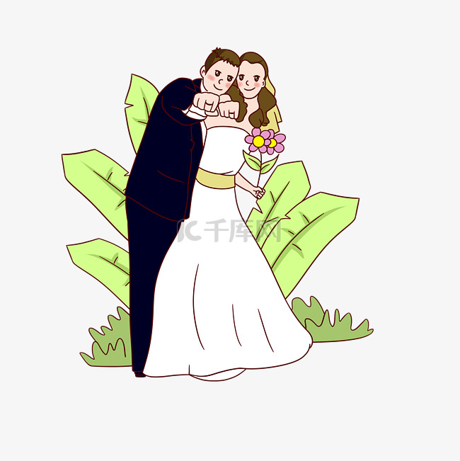 西式简约婚礼主题手绘插画