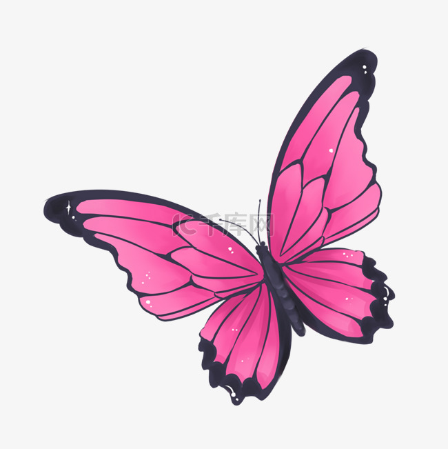 手绘卡通粉色蝴蝶