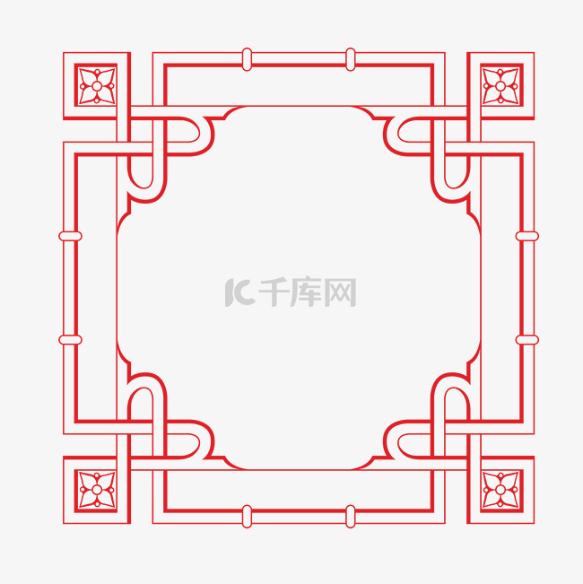 红色中国风复古边框