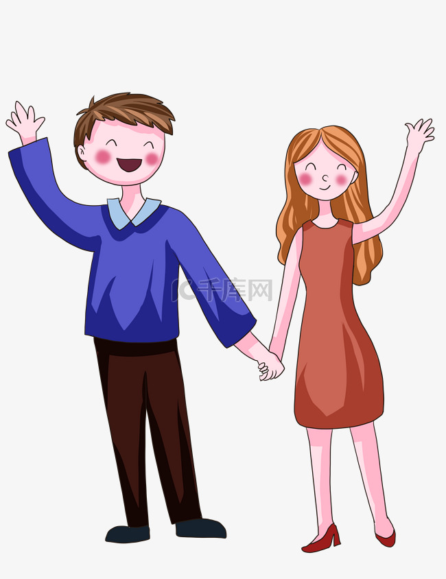 可爱卡通男生女生手绘漫画人物素材图片免费下载-千库网