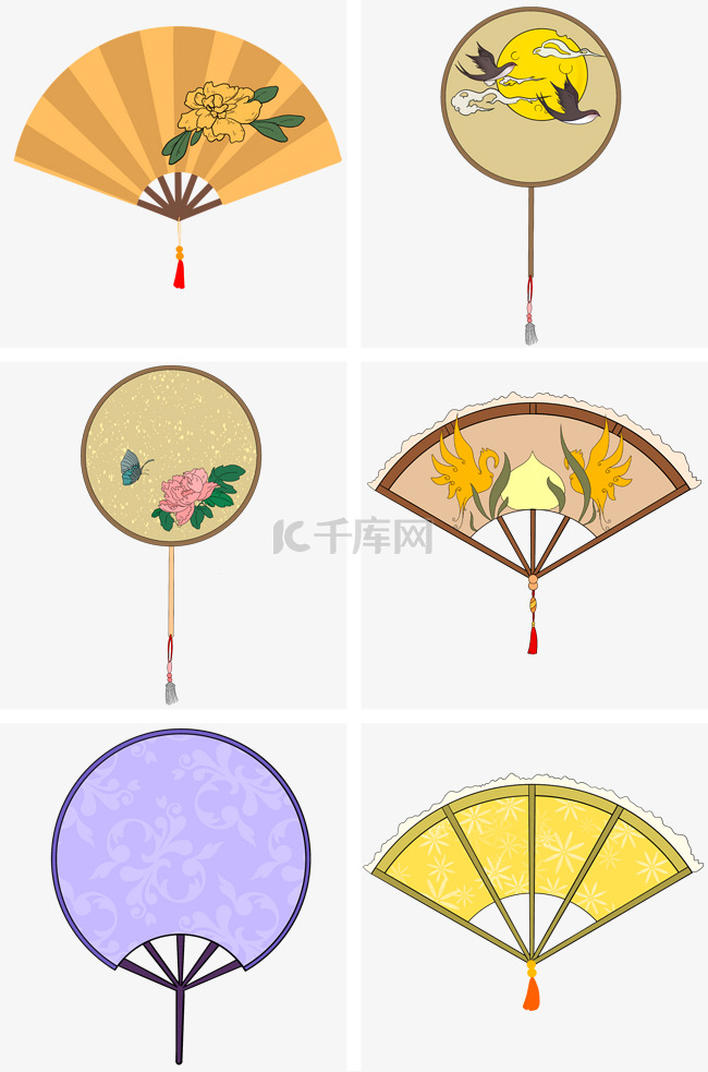 中国风扇子古典扇子插画
