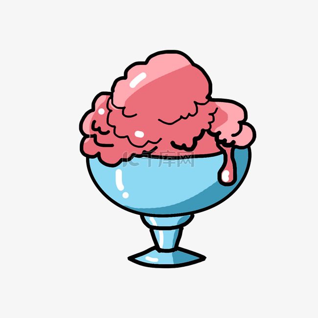 夏日美食冰淇淋杯插画