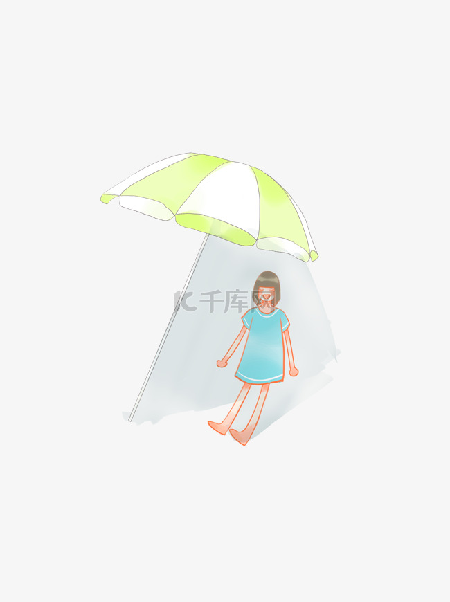 可爱女孩和小伞插画设计