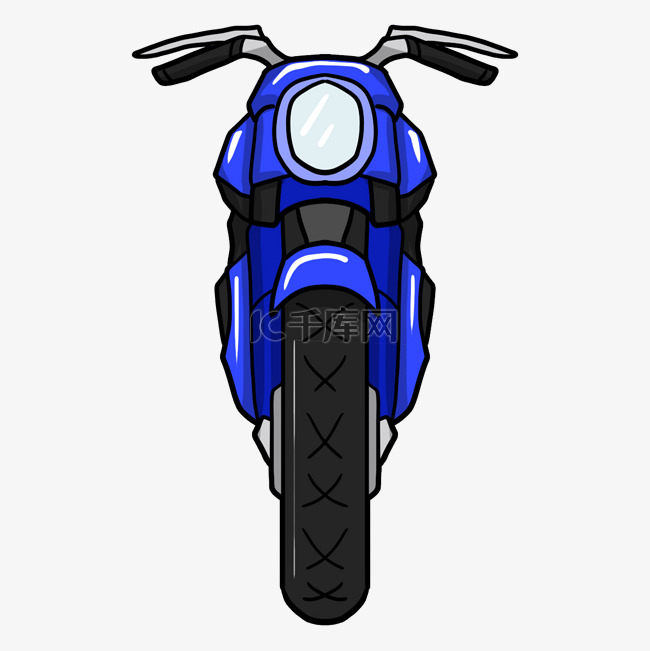 蓝色动感时尚摩托车插画
