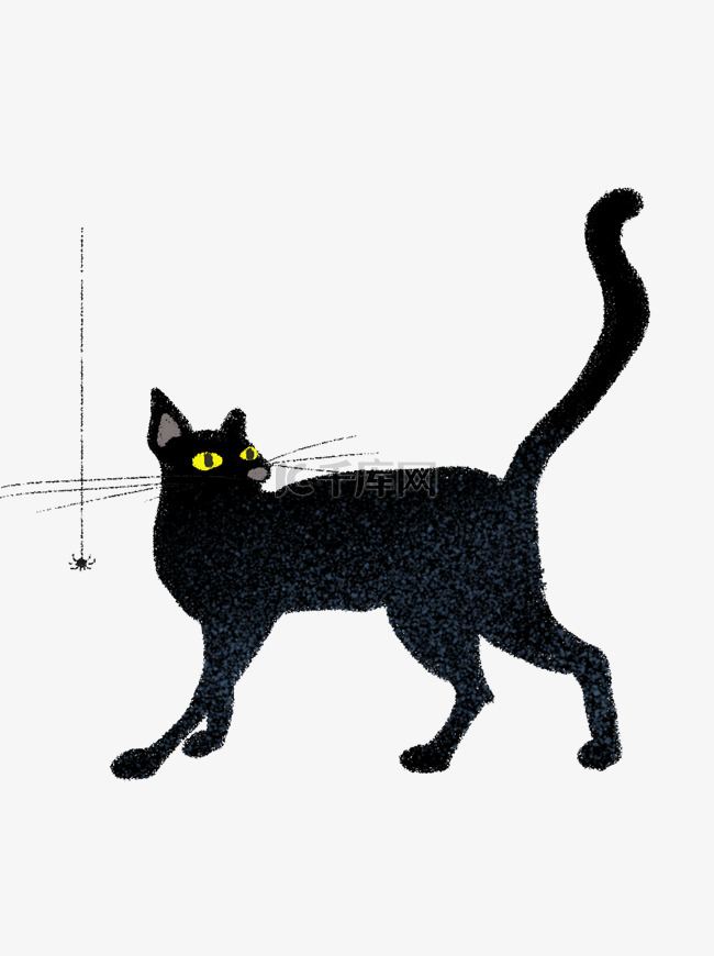 手绘万圣节创意黑猫手账商用贴图