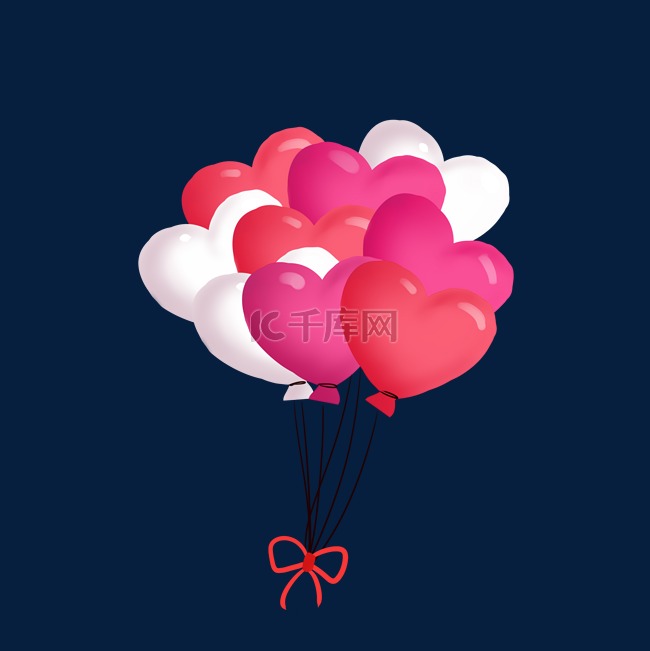 粉红爱心气球