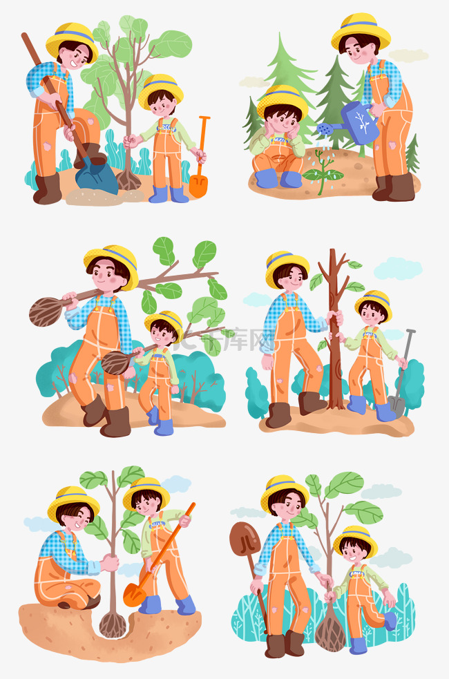 植树节种树人物拼图