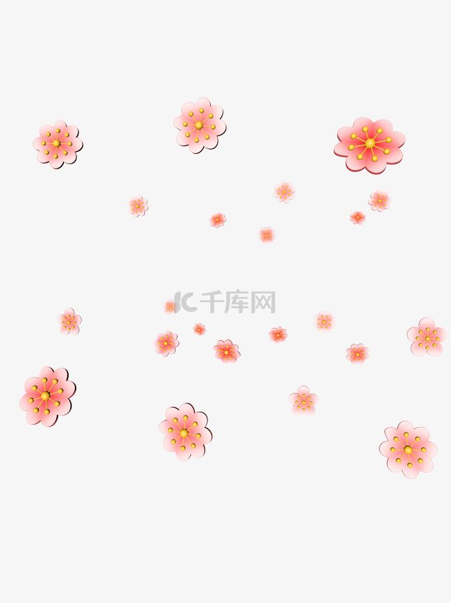 3D飘落花瓣粉色花朵漂浮花瓣C