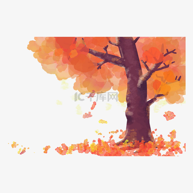秋季秋天节气季节秋日大树红叶落
