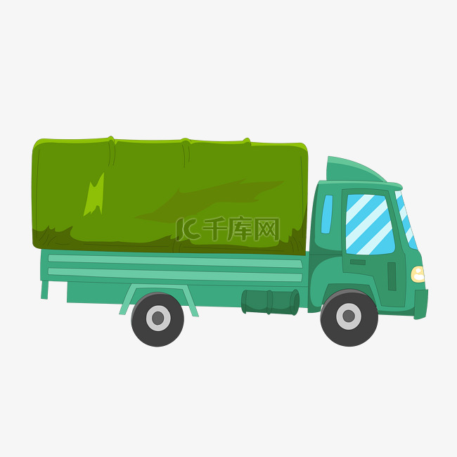 卡通绿色的大卡车