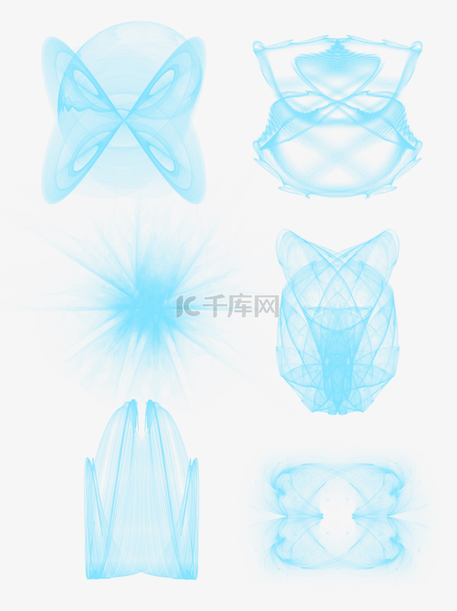蓝色科技光效灯光光影元素图案透明素材
