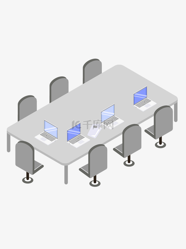 卡通手绘简约会议室办公桌元素