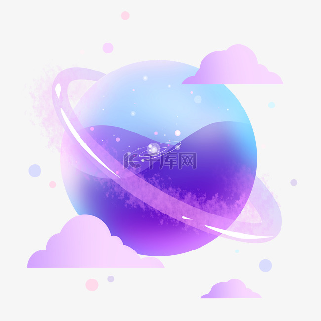 紫色的宇宙星球插画