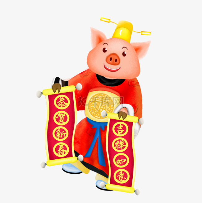 春节喜庆财神猪
