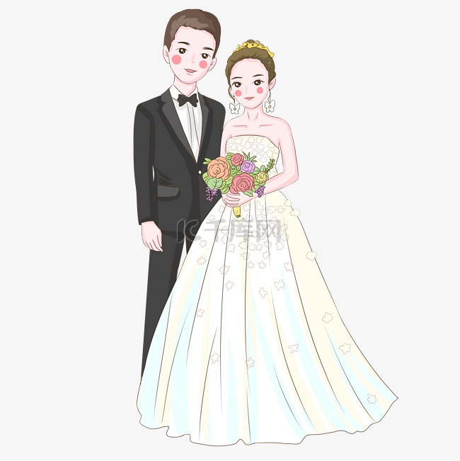 西式恩爱情侣婚礼插画