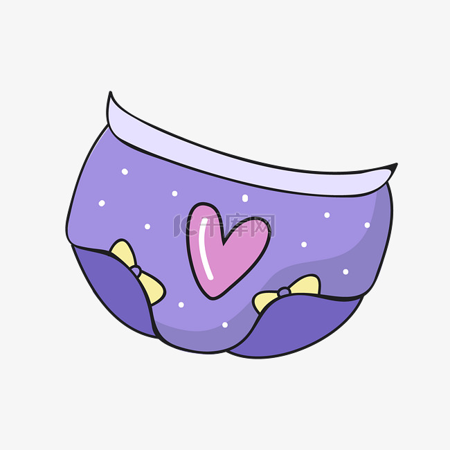 卡通紫色手绘婴儿内裤设计