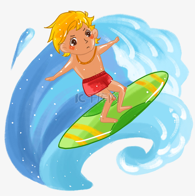 夏天暑假水上运动手绘插画