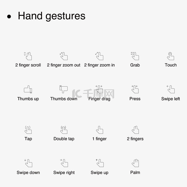 手势手指线型矢量图标icon