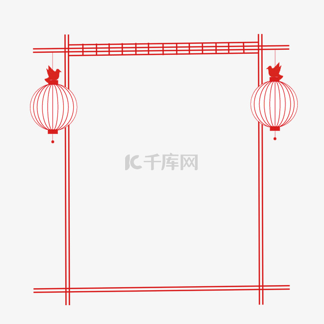 红色中国风灯笼边框