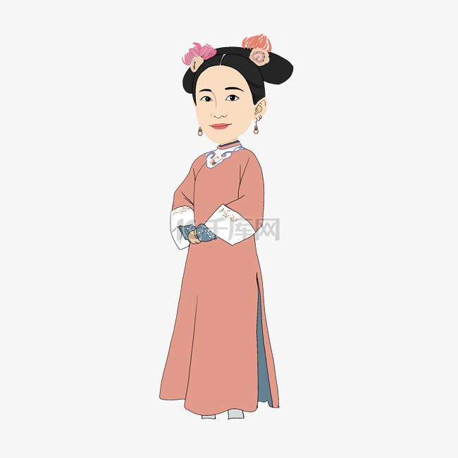 古装人物妃嫔手绘插画PNG免抠