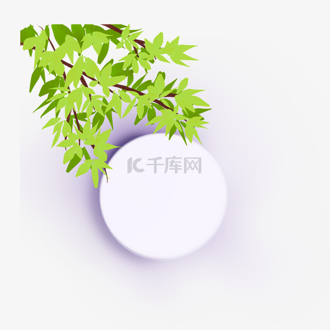 创意躲在绿植后的月亮