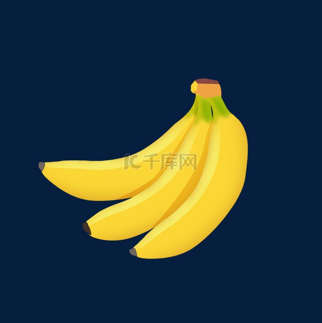 三根黄色手绘香蕉psd免抠图