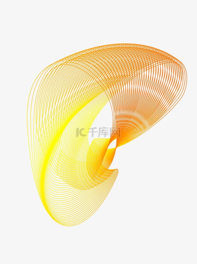 创意三维空间金黄渐变线条素材