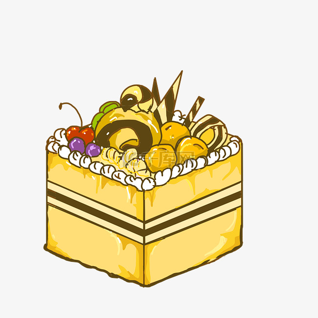 手绘水果蛋糕插画