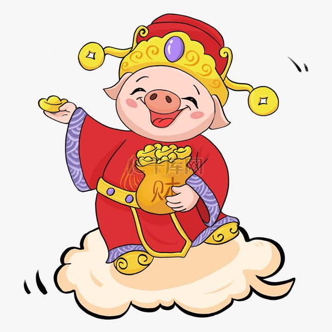 2019春节红色喜庆金钱袋猪猪