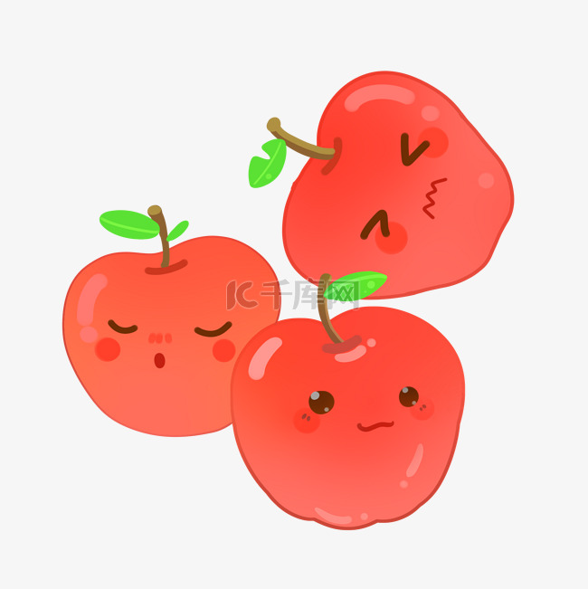 卡通苹果水果插画