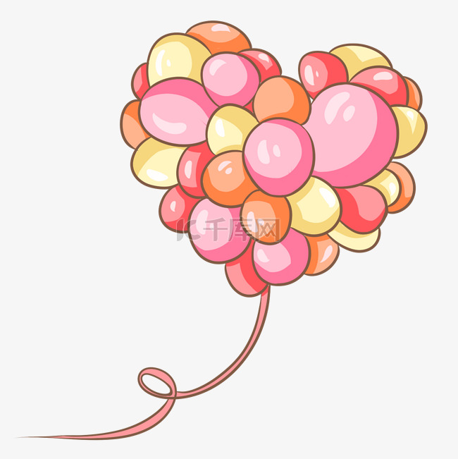 手绘矢量彩色气球束插画
