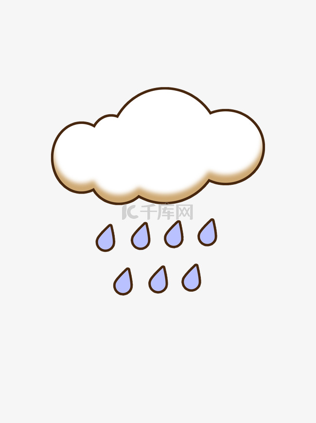 卡通简笔白云蓝色雨滴天气云朵矢